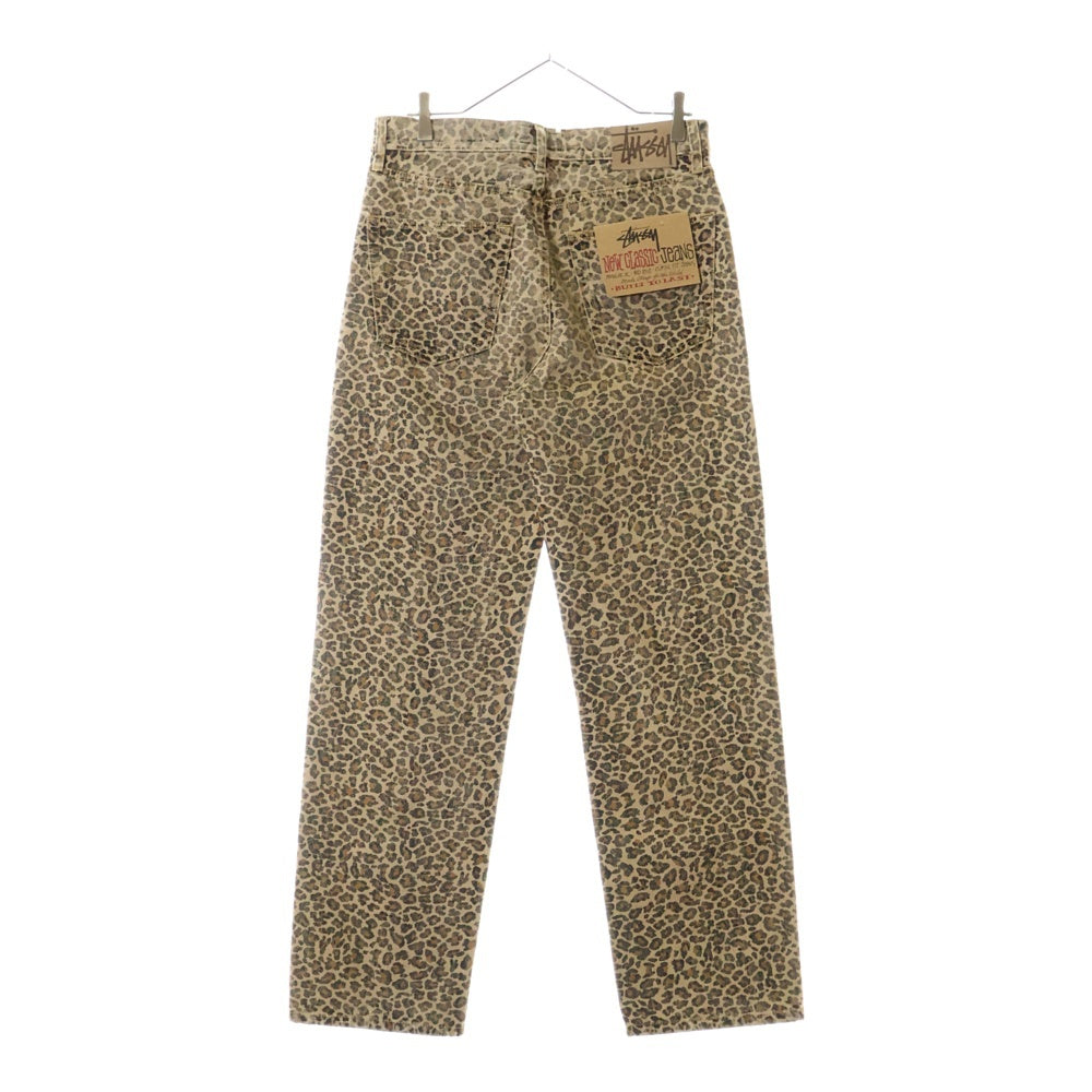 STUSSY(ステューシー) 25SS NEW CLASSIC JEANS DENIM LEOPARD ヴィンテージ加工 レオパード デニム ジーンズ ブラウン 116705