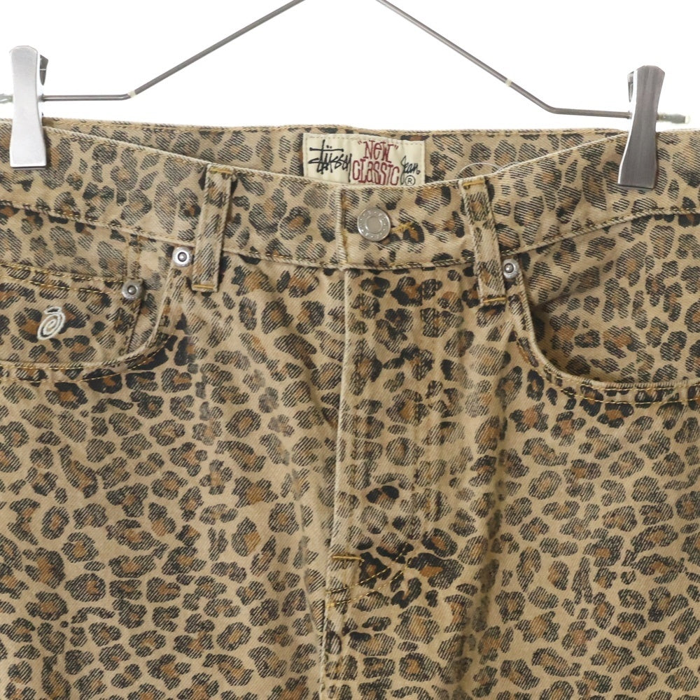 STUSSY(ステューシー) 25SS NEW CLASSIC JEANS DENIM LEOPARD ヴィンテージ加工 レオパード デニム ジーンズ ブラウン 116705