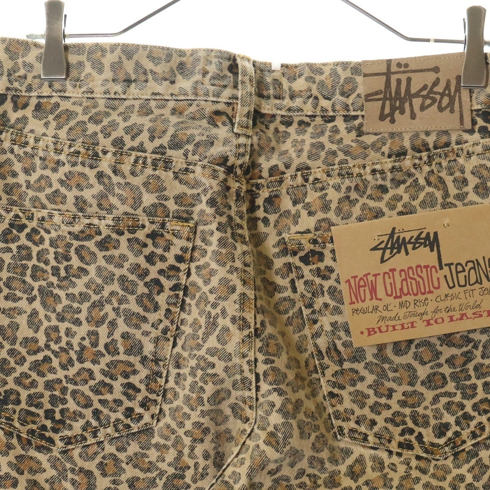 STUSSY(ステューシー) 25SS NEW CLASSIC JEANS DENIM LEOPARD ヴィンテージ加工 レオパード デニム ジーンズ ブラウン 116705