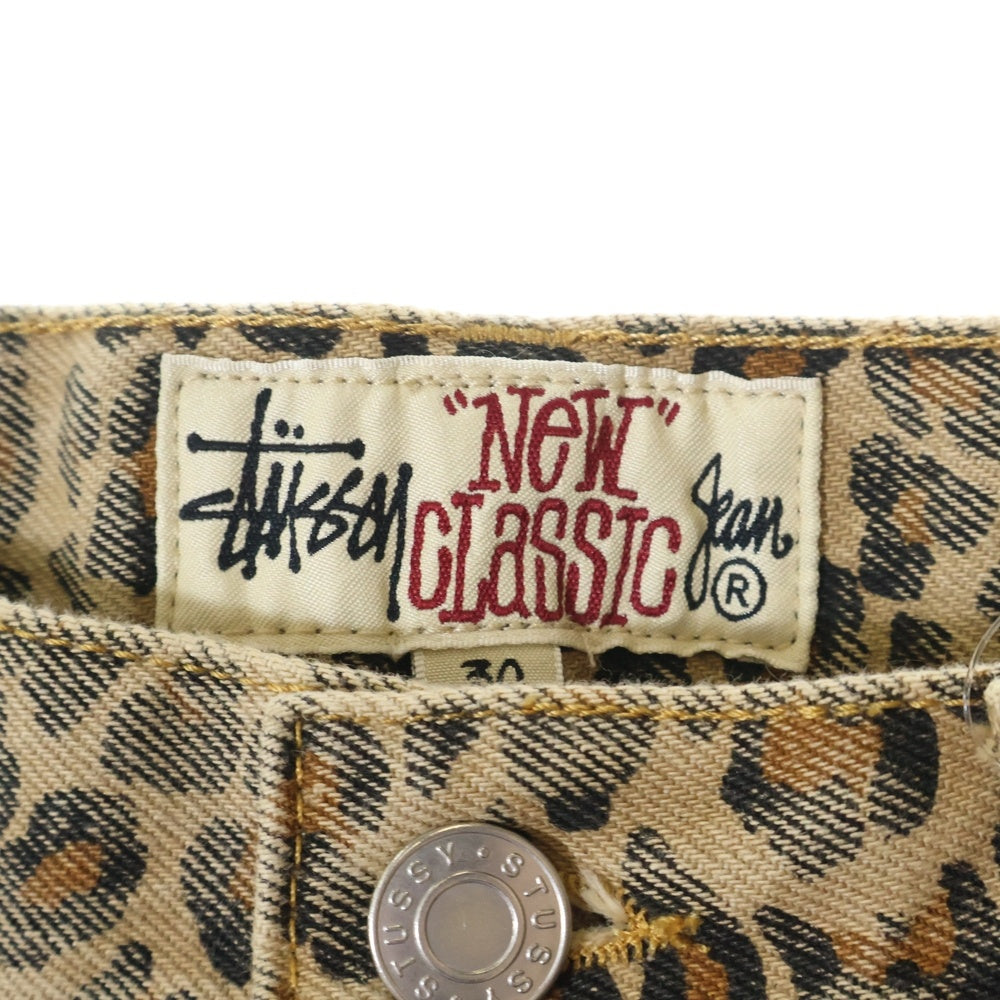 STUSSY(ステューシー) 25SS NEW CLASSIC JEANS DENIM LEOPARD ヴィンテージ加工 レオパード デニム ジーンズ ブラウン 116705