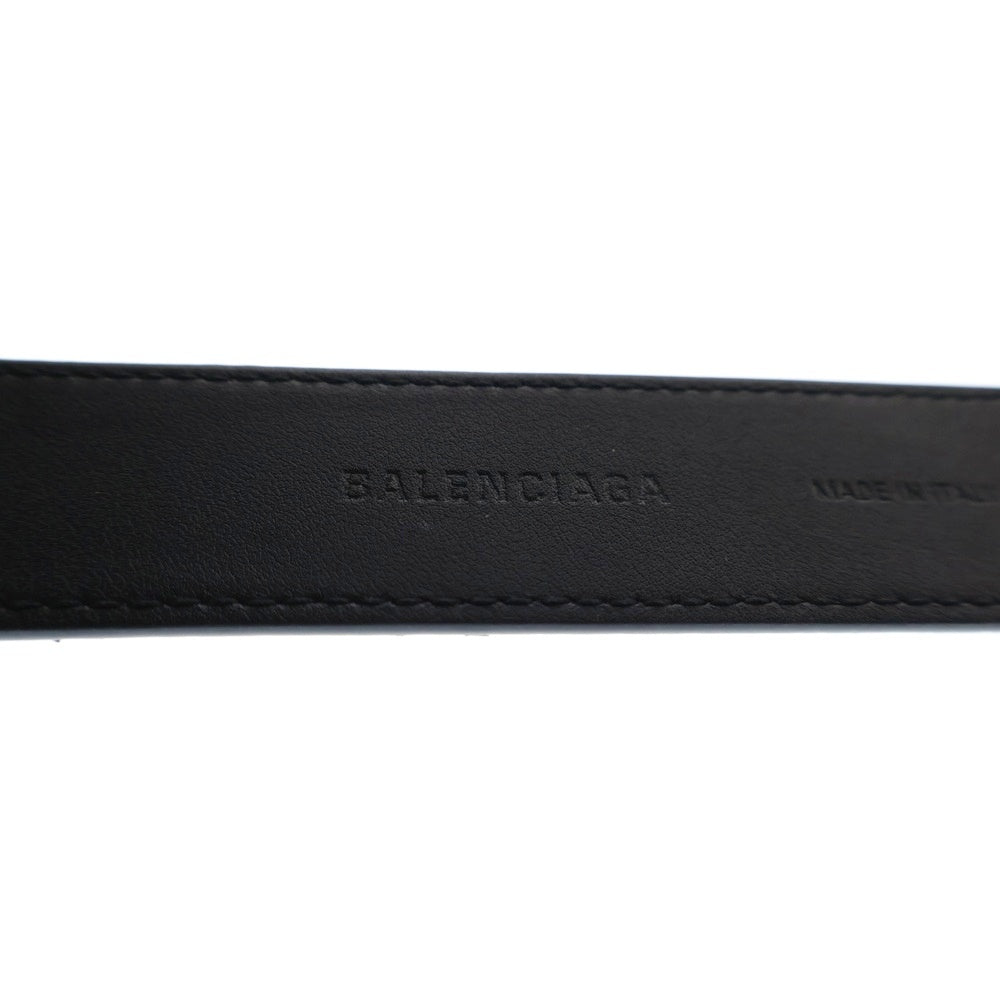 BALENCIAGA(バレンシアガ) BBロゴ シルバーバックル レザーベルト ブラック/シルバー 674181