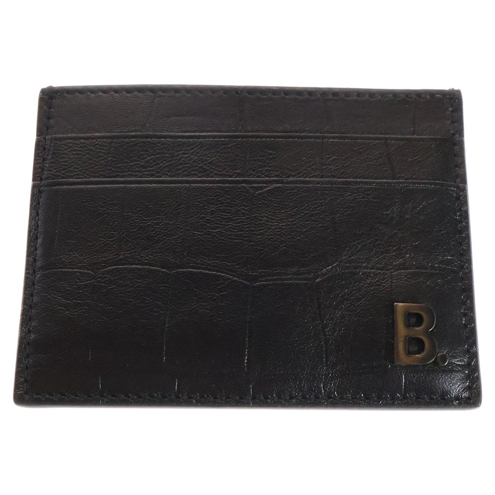 BALENCIAGA(バレンシアガ) B DOT ビードット クロコ柄 レザーカードケース ブラック 601347