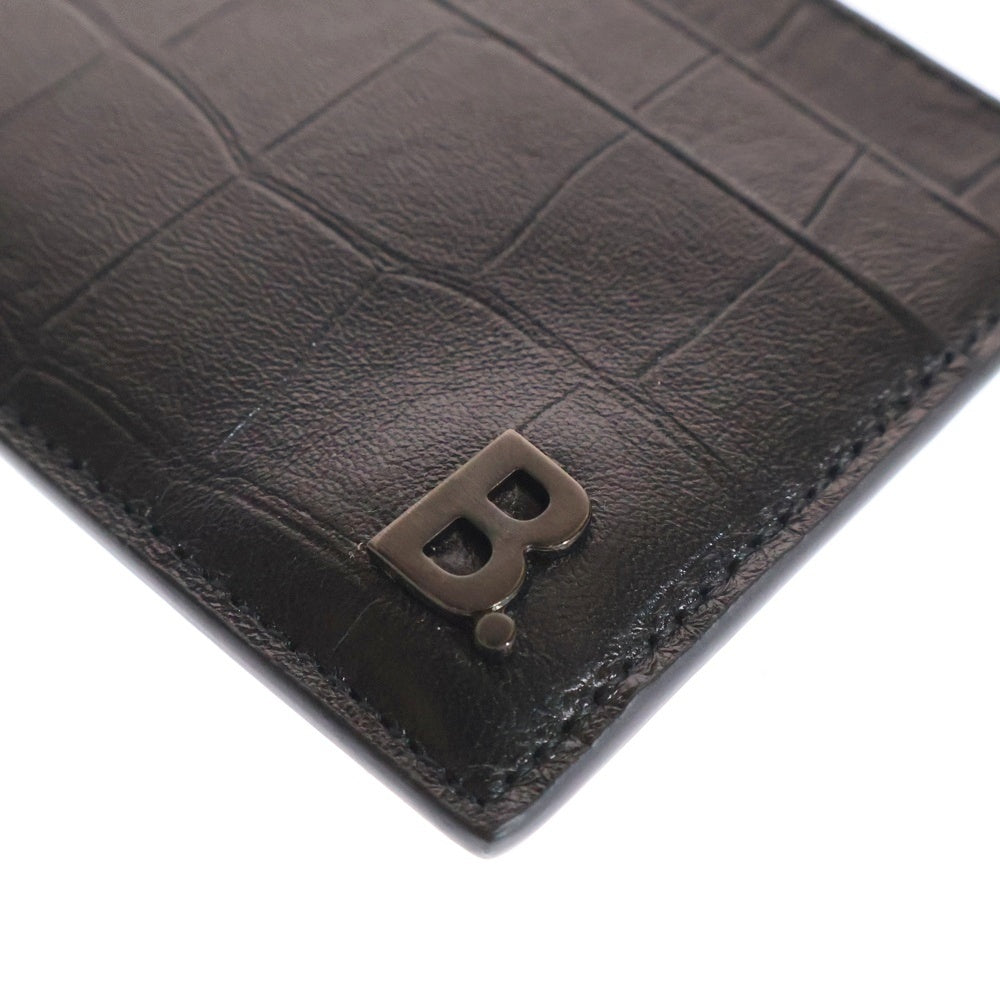 BALENCIAGA(バレンシアガ) B DOT ビードット クロコ柄 レザーカードケース ブラック 601347