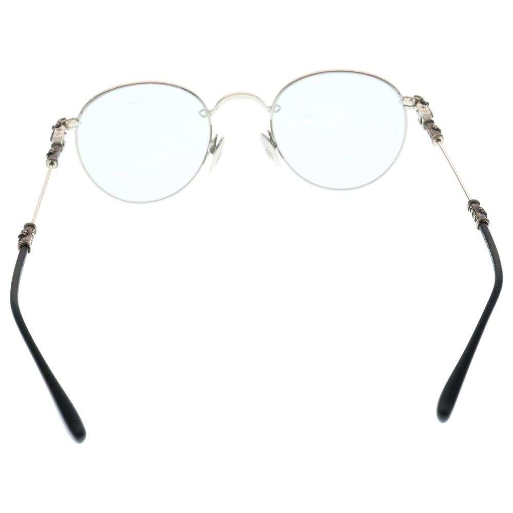 CHROME HEARTS(クロムハーツ) BUBBA-A クロステンプル メタルフレーム ラウンド眼鏡 シルバー