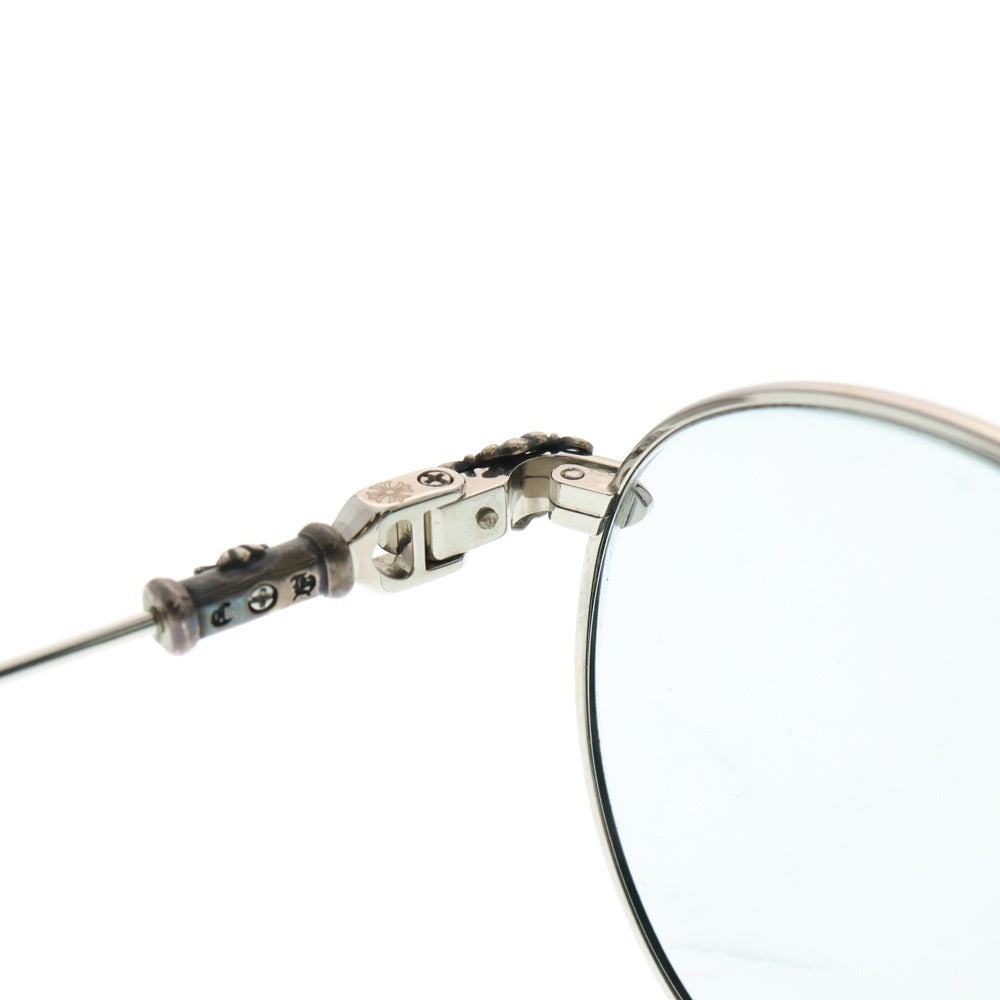 CHROME HEARTS(クロムハーツ) BUBBA-A クロステンプル メタルフレーム ラウンド眼鏡 シルバー