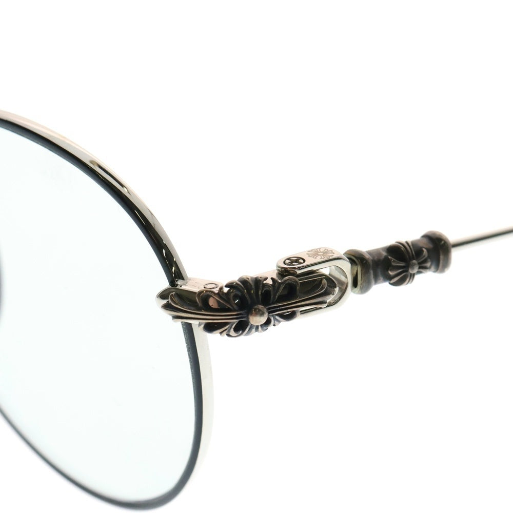 CHROME HEARTS(クロムハーツ) BUBBA-A クロステンプル メタルフレーム ラウンド眼鏡 シルバー