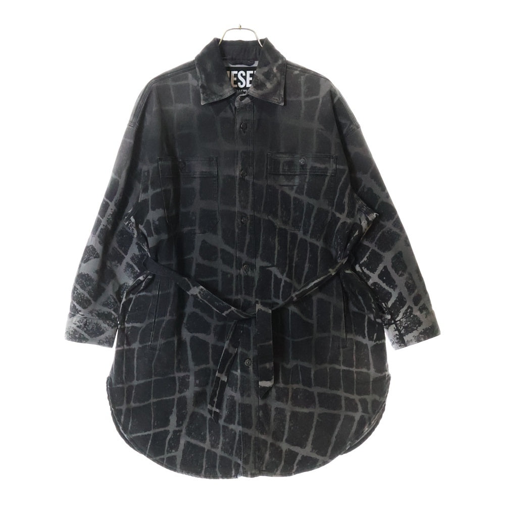 DIESEL(ディーゼル) D-PINKIES-SP ベルト付 デニム長袖シャツ ワンピース レディース ブラック