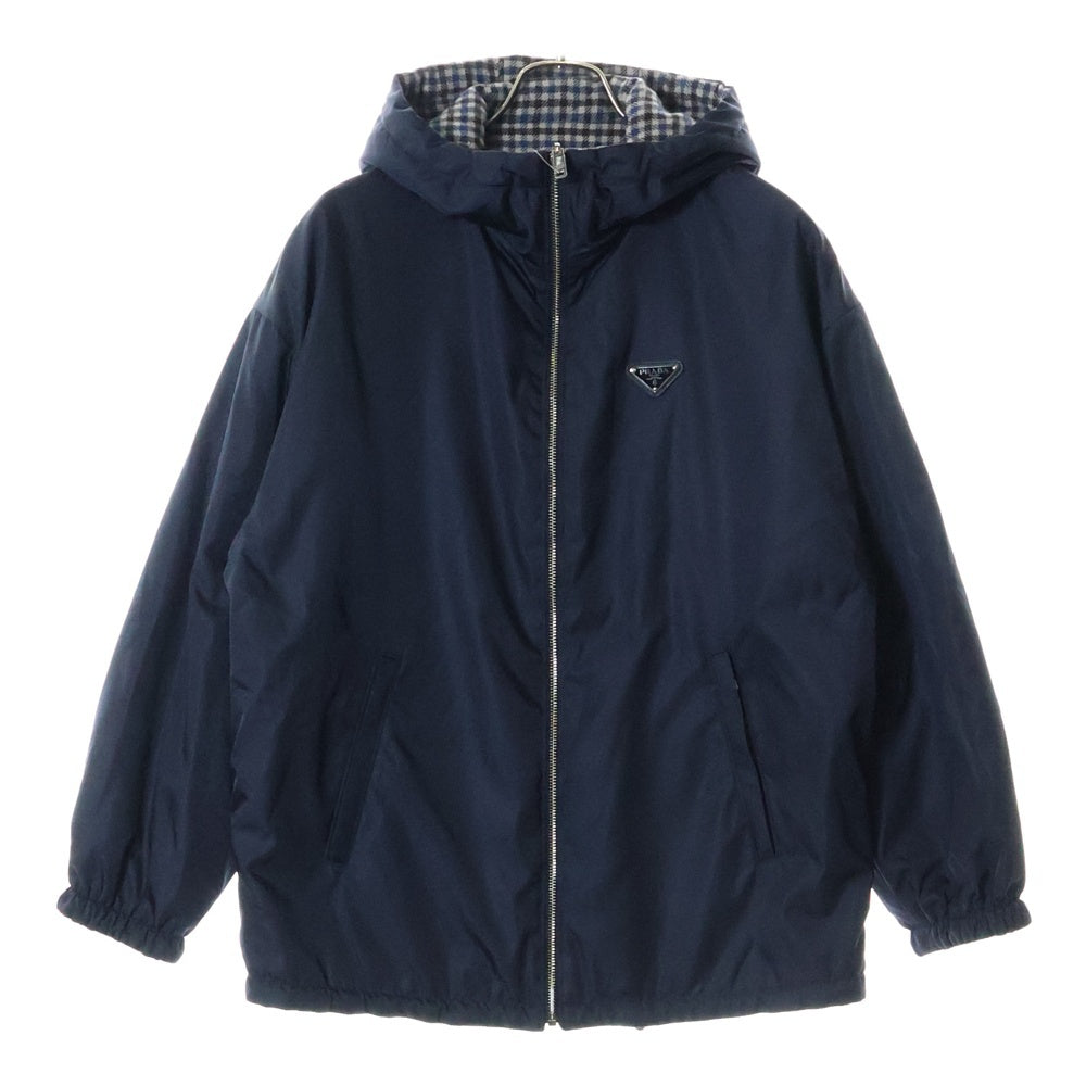 PRADA(プラダ) 24AW Re-Nylon Reversible Nylon Jacket リナイロン トライアングルロゴ リバーシブル ナイロンフーデットジャケット ネイビー29R102 S000 1WQ8