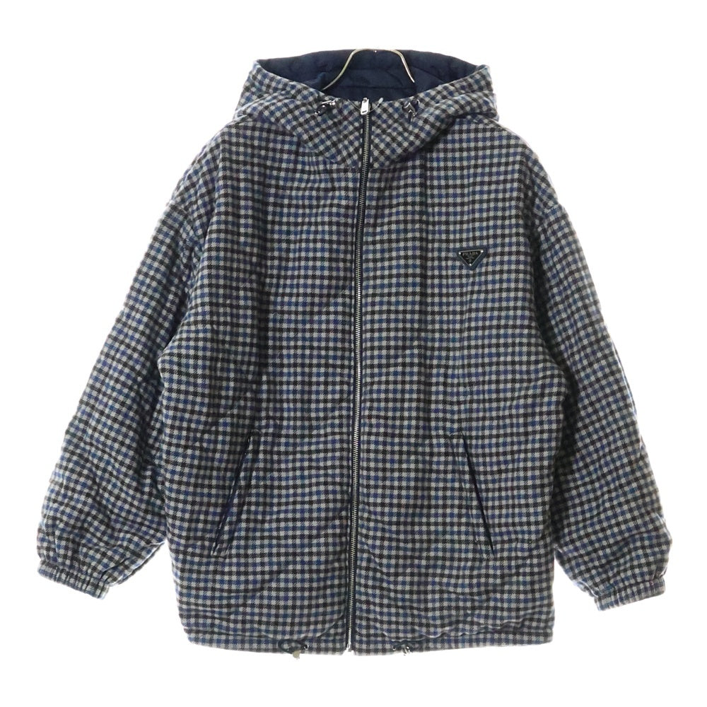 PRADA(プラダ) 24AW Re-Nylon Reversible Nylon Jacket リナイロン トライアングルロゴ リバーシブル ナイロンフーデットジャケット ネイビー29R102 S000 1WQ8