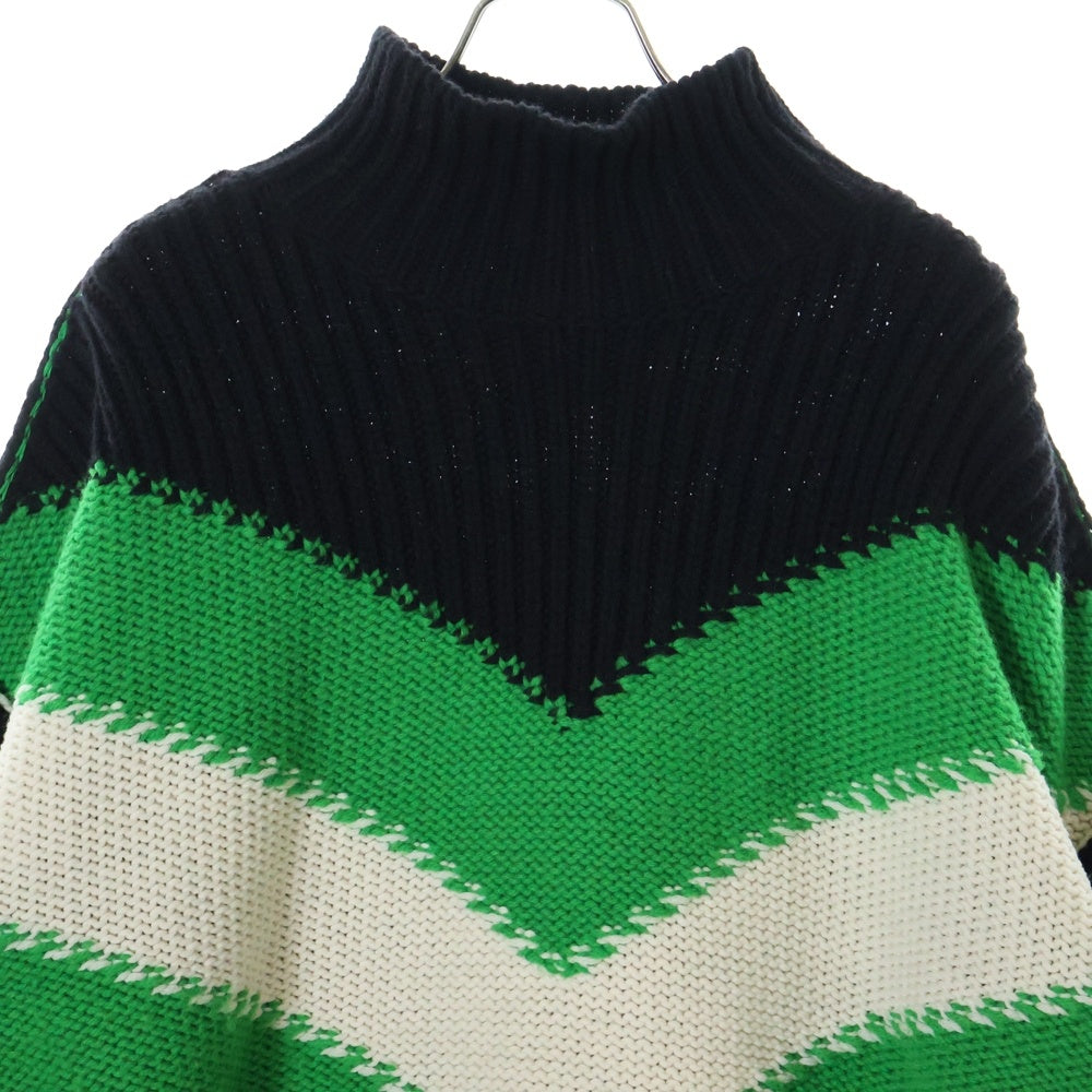 BOTTEGA VENETA(ボッテガヴェネタ) 22SS センターラインデザイン タートルネックニットセーター グリーン/ブラック 684803 V1MI0