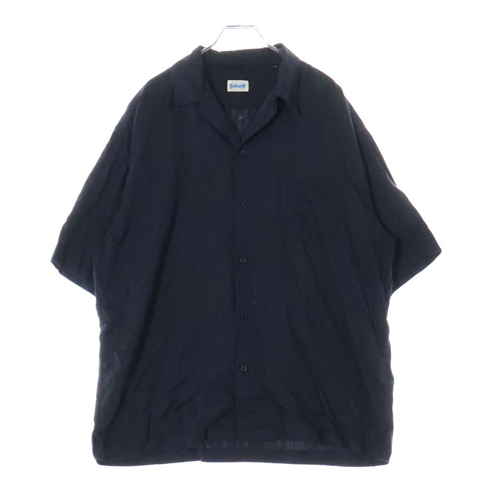 SCHOTT(ショット) コットン レーヨン ポケット付き半袖シャツ ブラック