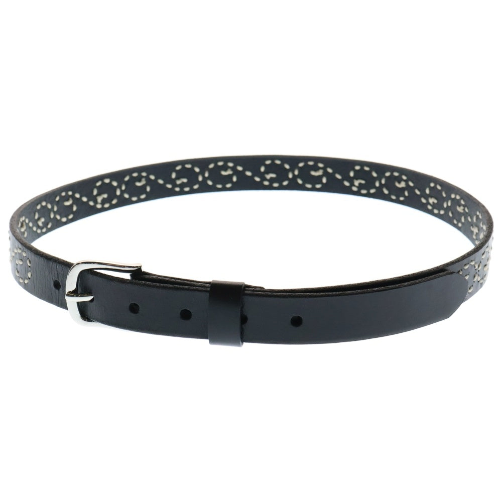 STUSSY(ステューシー) EMBROIDERD S BELT Sロゴ 刺繍 レザーベルト ブラック