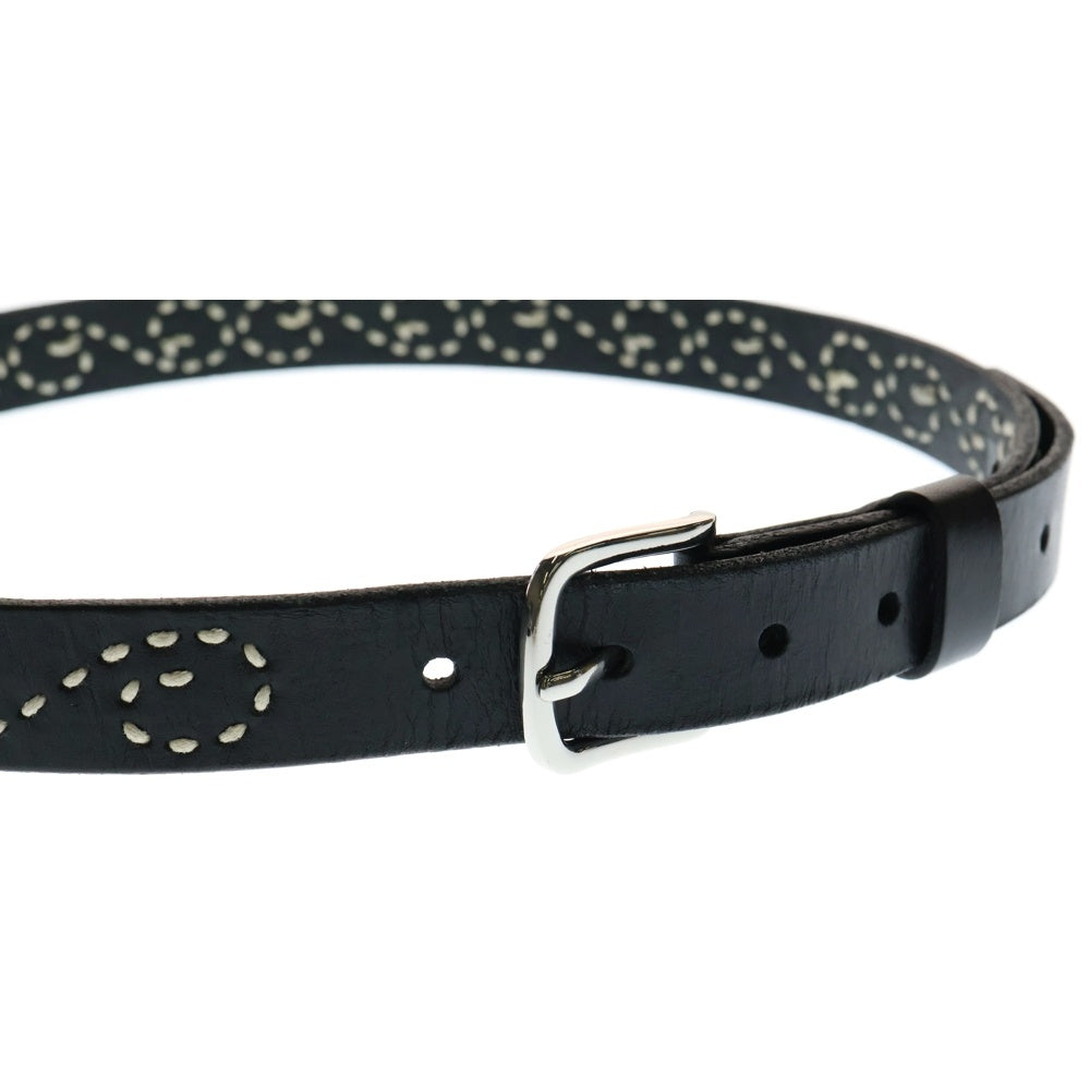 STUSSY(ステューシー) EMBROIDERD S BELT Sロゴ 刺繍 レザーベルト ブラック