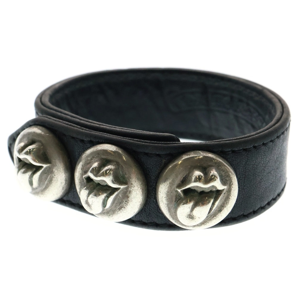CHROME HEARTS(クロムハーツ) 3BTN 2SNP R&T リップアンドタン 3ボタン2スナップ レザーブレスレット ブラック/シルバー
