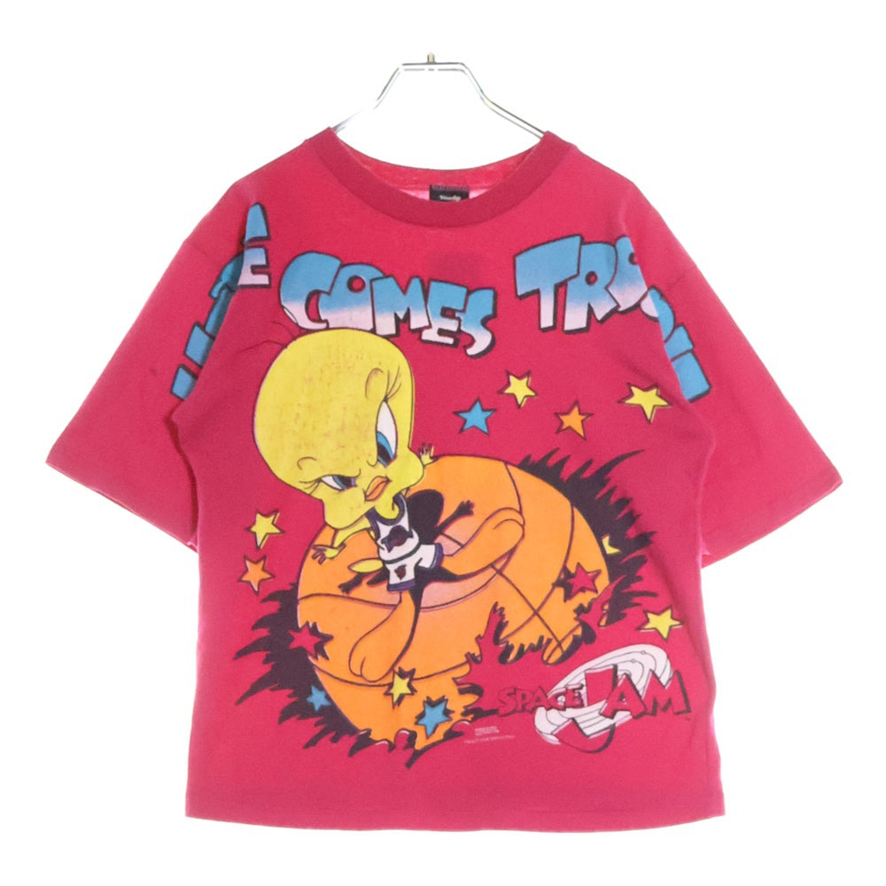 VINTAGE(ヴィンテージ) 90S Looney Tunes Space Jam ルーニーチューンズ スペースジャム フロントプリント半袖Tシャツ ピンク