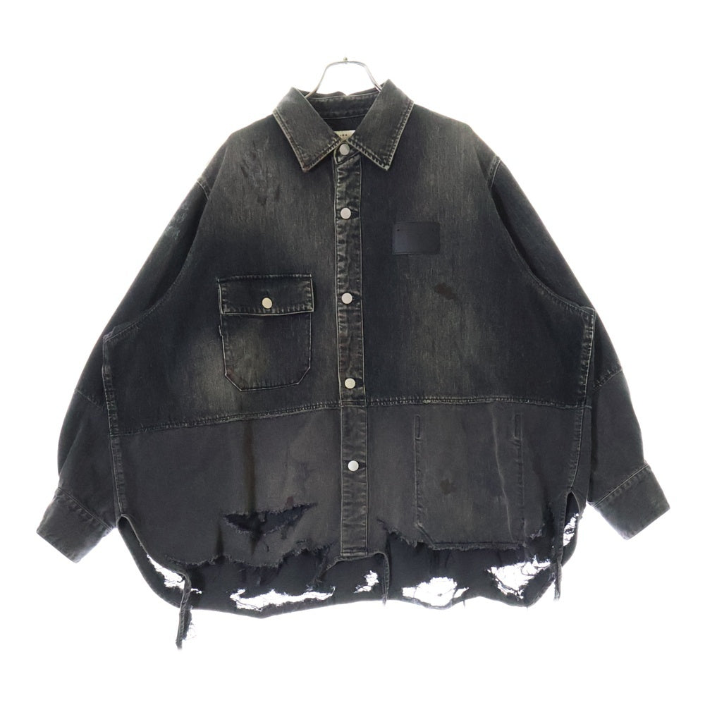 Jieda(ジエダ) OVER SIZE DAMAGE DENIM JACKET オーバーサイズ ダメージ加工 デニムジャケット ブラック Jie-23W-SH05