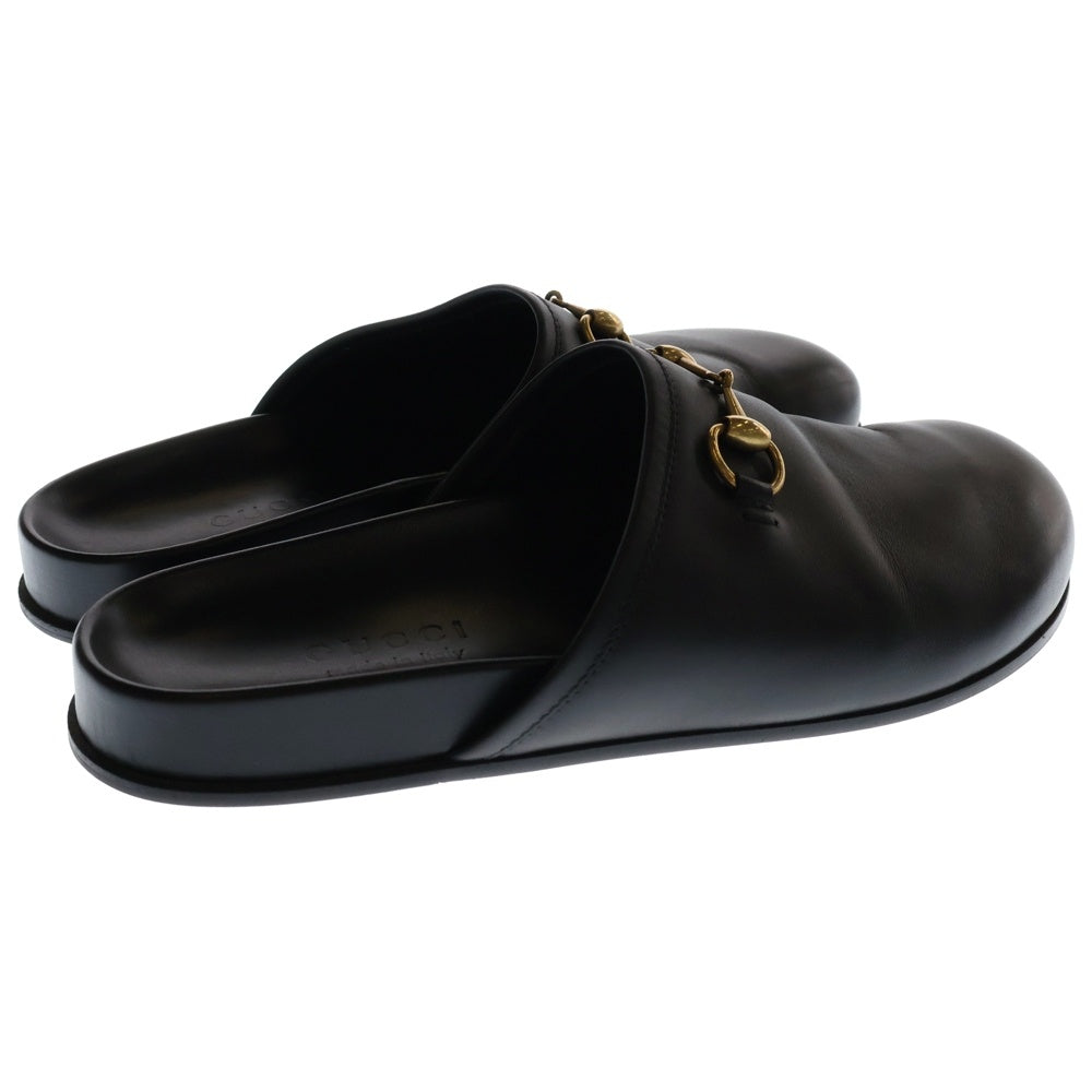 GUCCI(グッチ) 17SS Horsebit Black Leather Slipper ホースビット サンダル スリッポン ブラック 449922