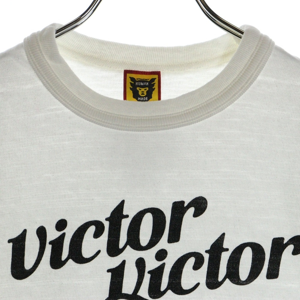 HUMAN MADE(ヒューマンメイド) 23SS ×VICTOR VICTOR S/S TEE WHITE ビクタービクター ロゴ プリント Tシャツ半袖 ホワイト