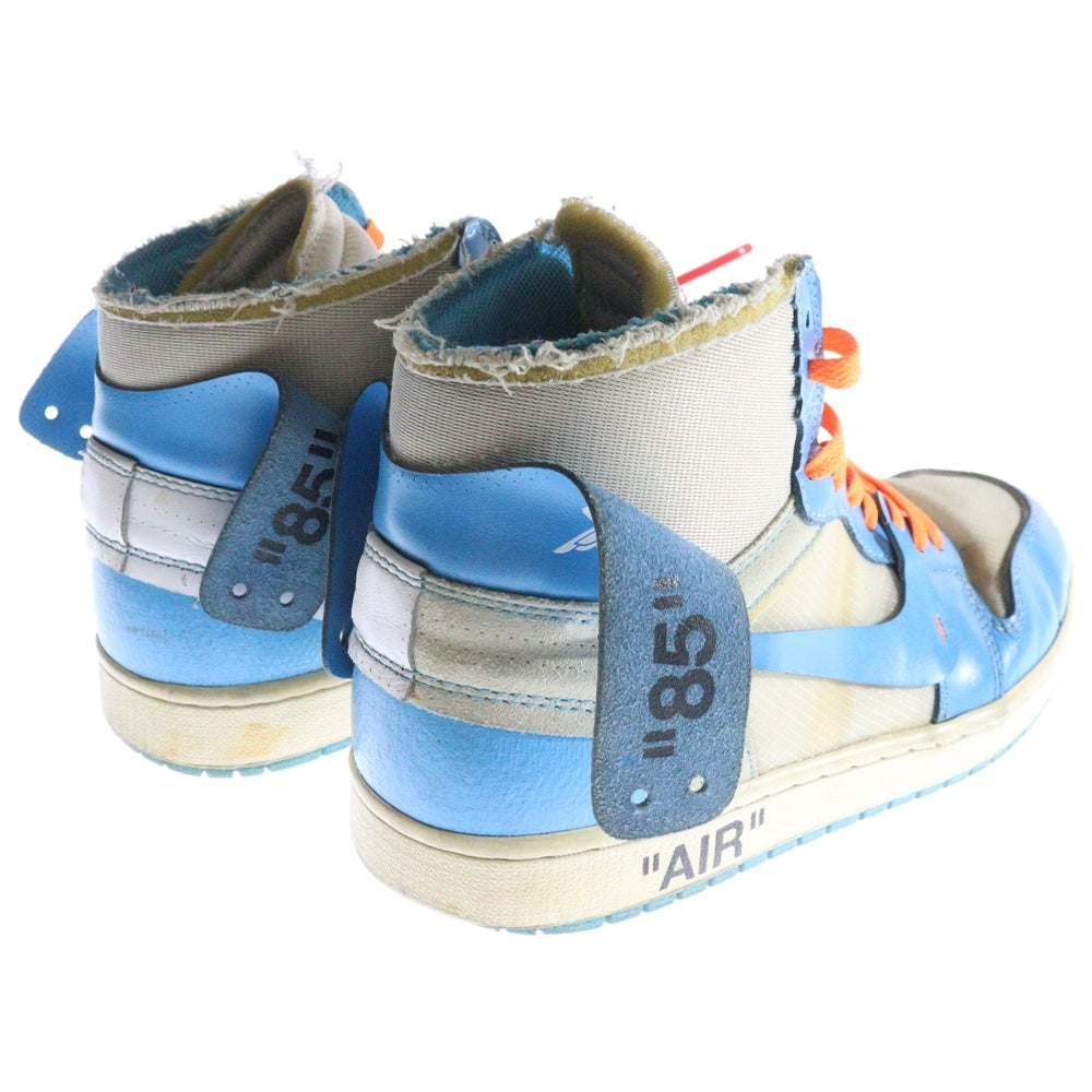 NIKE(ナイキ) ×OFF-WHITE AIR JORDAN 1 POWDER BLUE UNC オフホワイト エアジョーダン1 パウダーブルー ハイカットスニーカー ホワイト/ブルー US10/28.0cm AQ0818-148