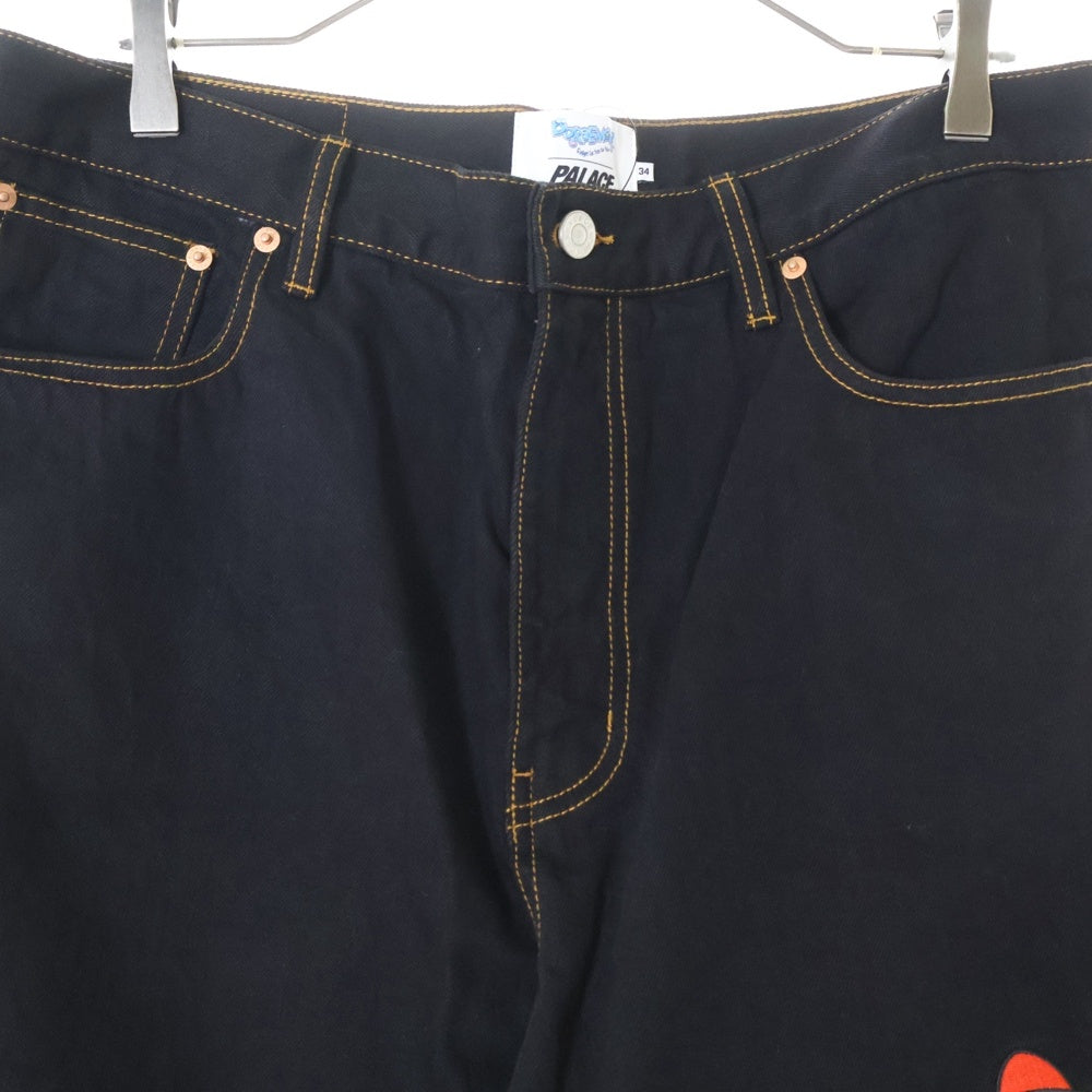 Palace Skateboards(パレススケートボーズ) ×ドラえもん DORAEMON P90 JEAN キャラクター刺繍 バギーデニムパンツ ブラック