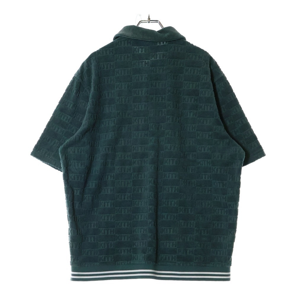 KITH(キス) Graham Polo Court 総柄 パイル地 半袖ポロシャツ グリーン KHM031070