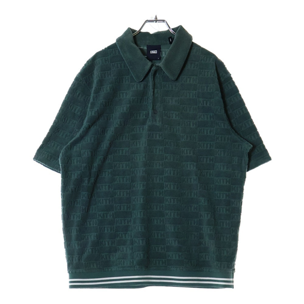KITH(キス) Graham Polo Court 総柄 パイル地 半袖ポロシャツ グリーン KHM031070