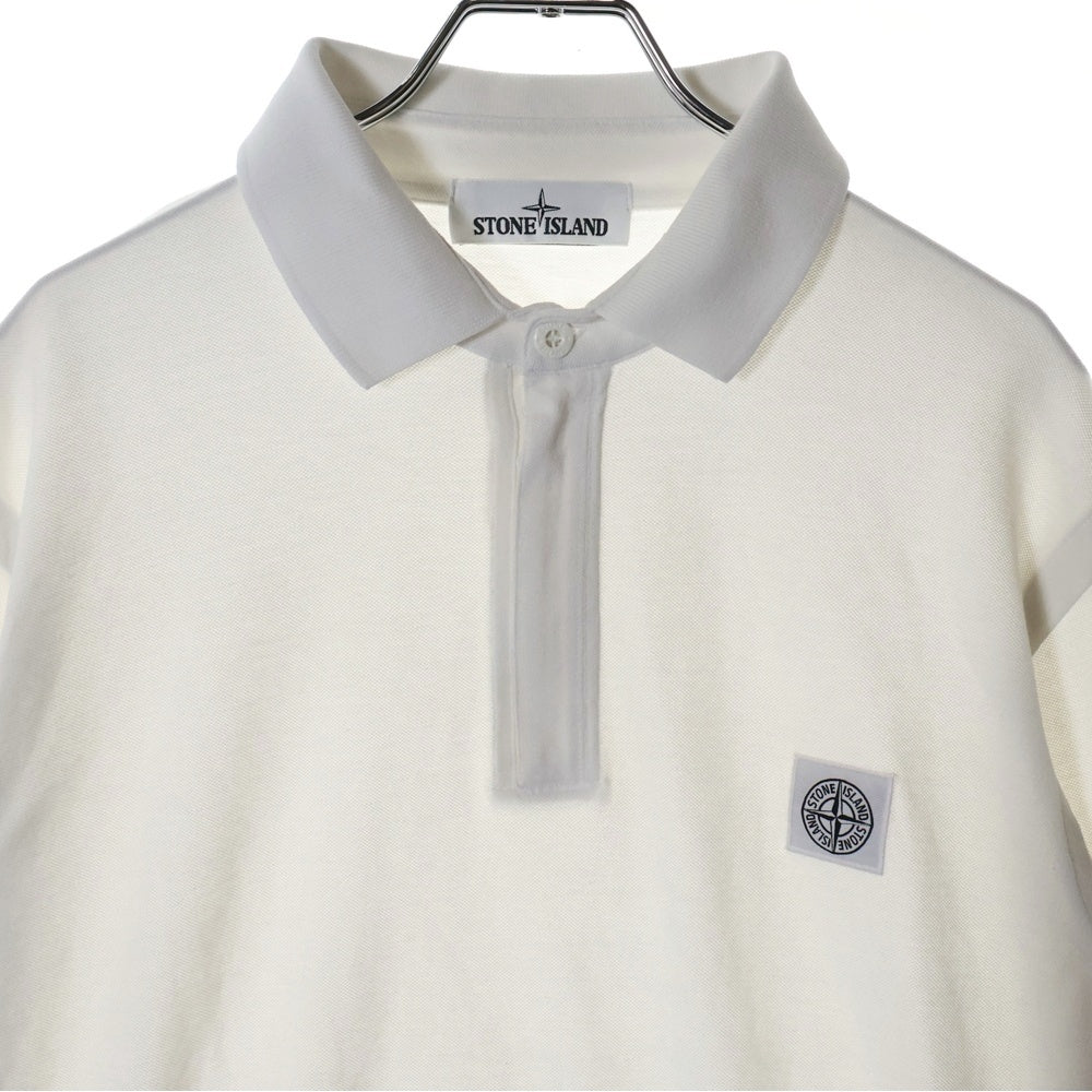 STONE ISLAND(ストーンアイランド) ロゴパッチ スリムフィット長袖ポロシャツ ホワイト 661520618