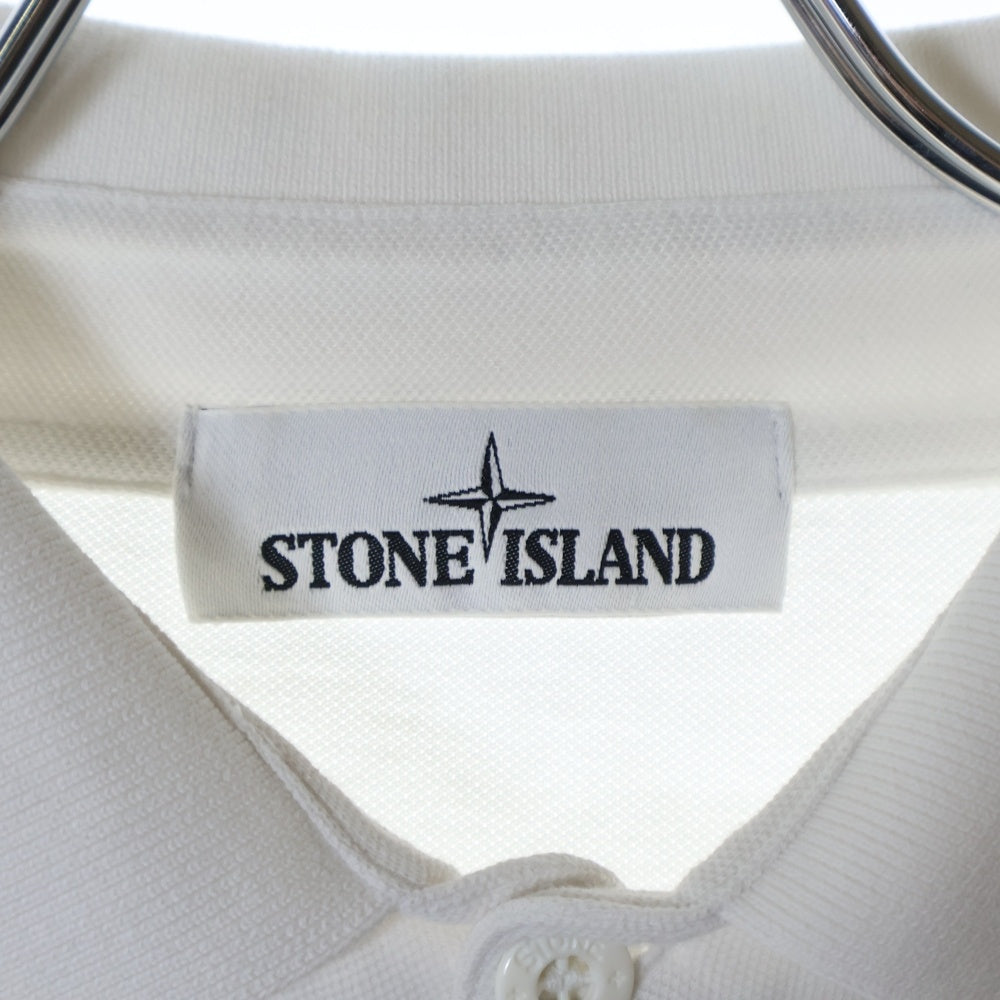 STONE ISLAND(ストーンアイランド) ロゴパッチ スリムフィット長袖ポロシャツ ホワイト 661520618