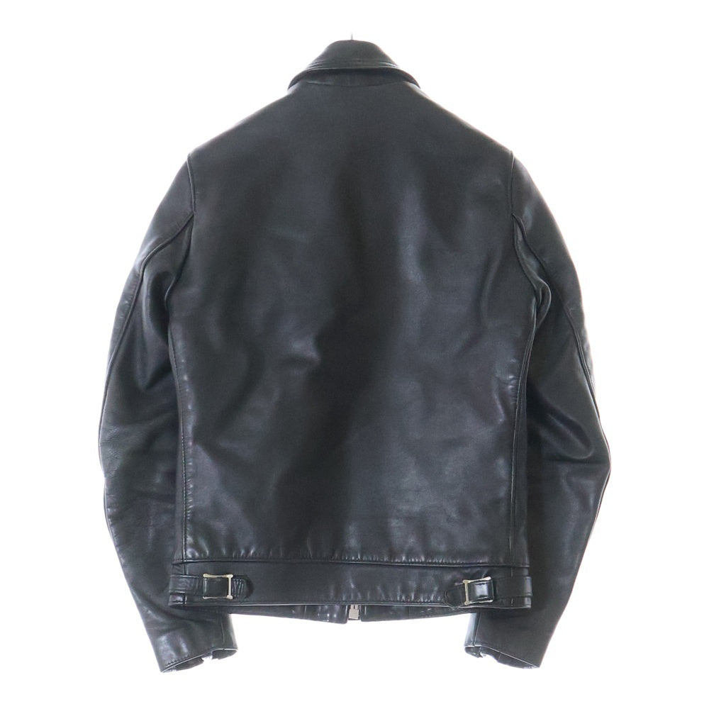 Lewis Leathers(ルイスレザー) コルセア スクエアパッチ スコティッシュタータンチェック シングルライダース レザージャケット ブラック