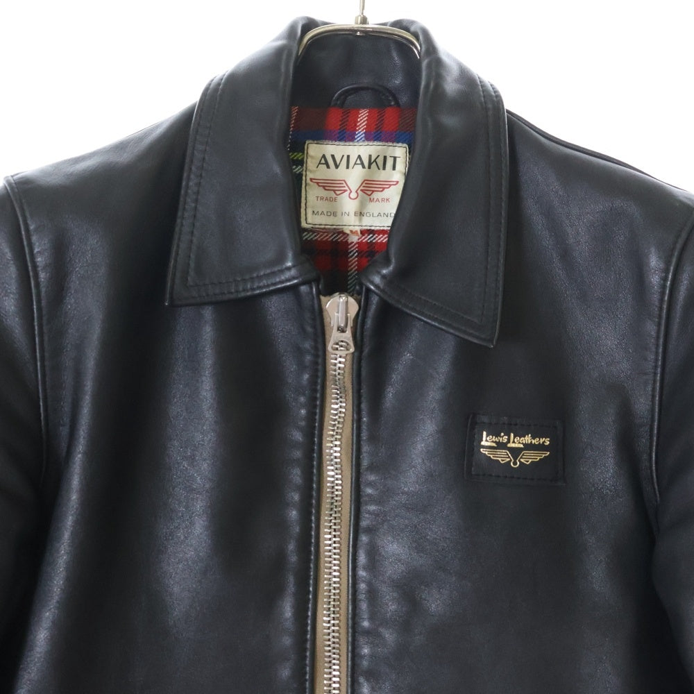 Lewis Leathers(ルイスレザー) コルセア スクエアパッチ スコティッシュタータンチェック シングルライダース レザージャケット ブラック