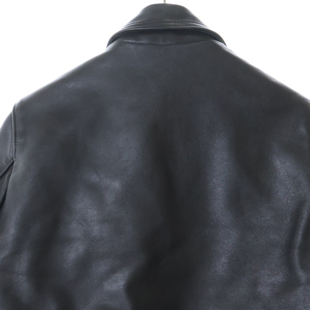 Lewis Leathers(ルイスレザー) コルセア スクエアパッチ スコティッシュタータンチェック シングルライダース レザージャケット ブラック