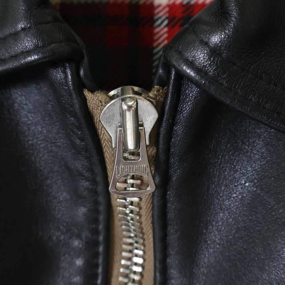 Lewis Leathers(ルイスレザー) コルセア スクエアパッチ スコティッシュタータンチェック シングルライダース レザージャケット ブラック