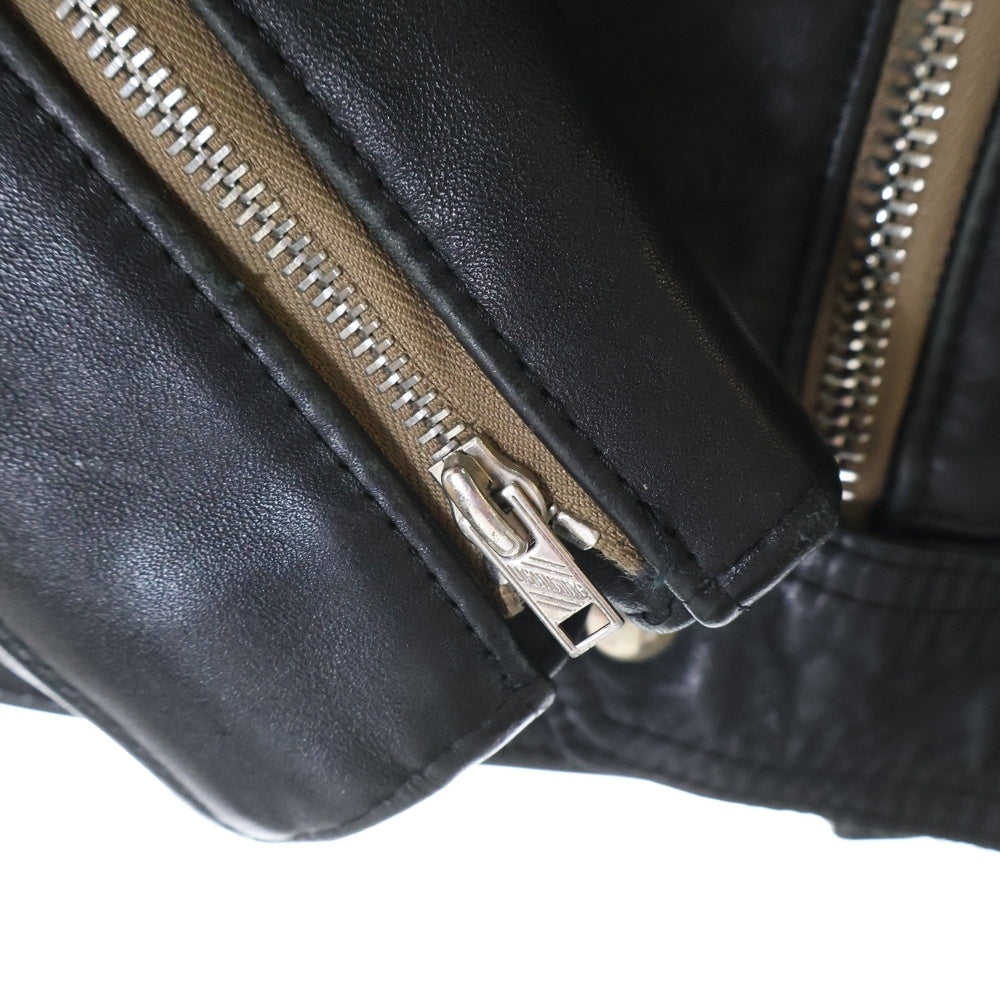 Lewis Leathers(ルイスレザー) コルセア スクエアパッチ スコティッシュタータンチェック シングルライダース レザージャケット ブラック