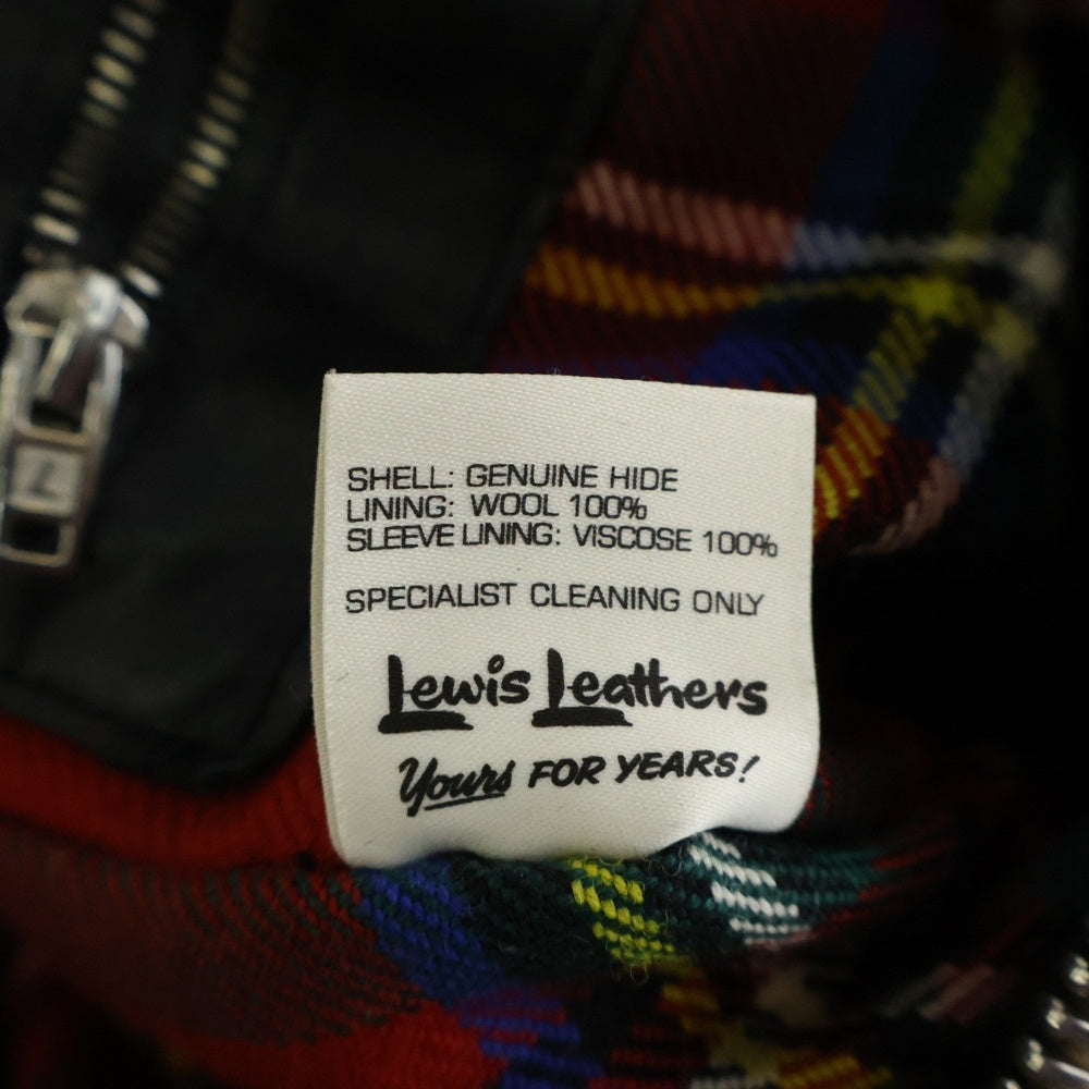 Lewis Leathers(ルイスレザー) コルセア スクエアパッチ スコティッシュタータンチェック シングルライダース レザージャケット ブラック