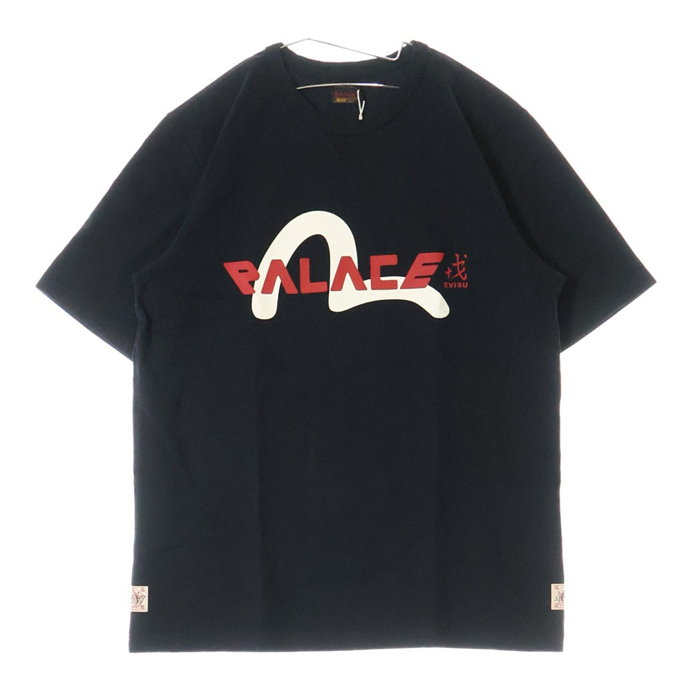 Palace Skateboards(パレススケートボーズ) ×EVISU エヴィス ロゴプリント 半袖Tシャツ ブラック