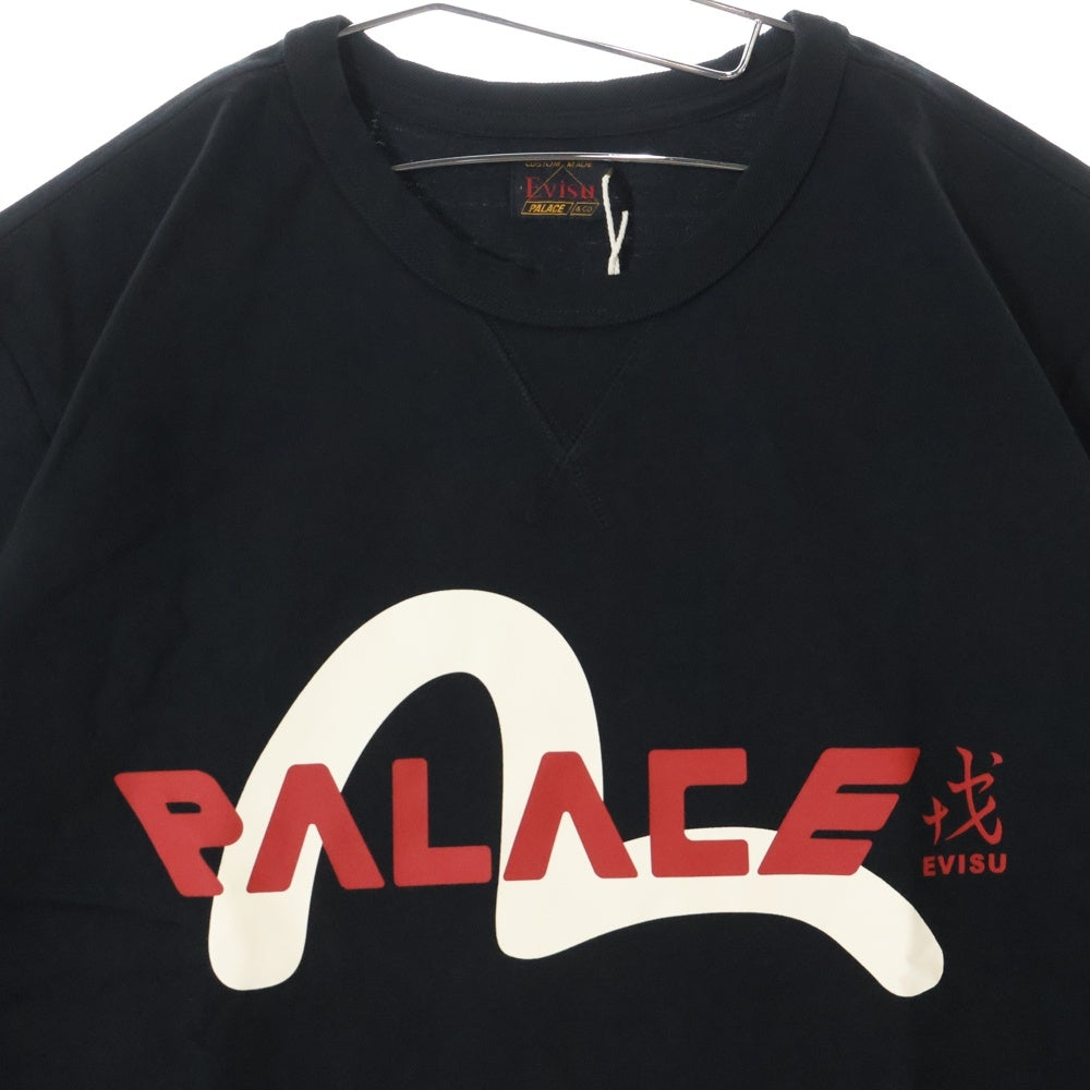 Palace Skateboards(パレススケートボーズ) ×EVISU エヴィス ロゴプリント 半袖Tシャツ ブラック