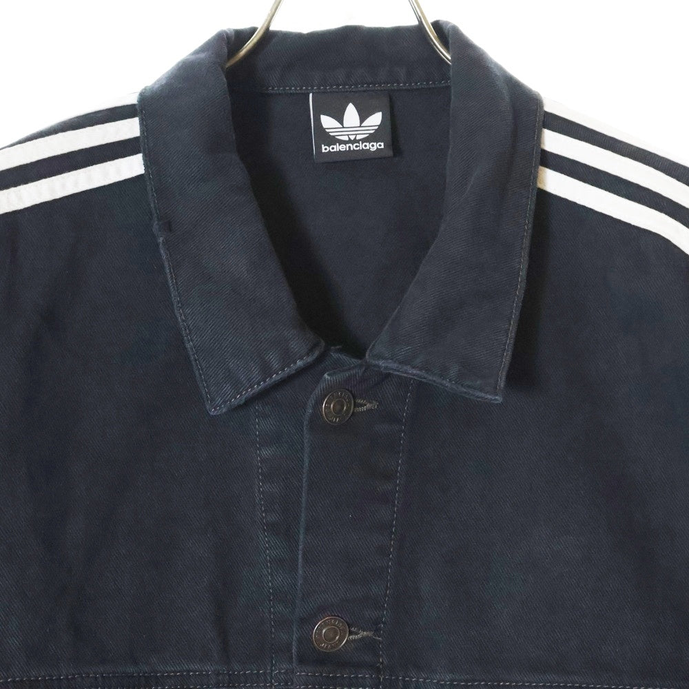 BALENCIAGA(バレンシアガ) 23SS ×adidas クラッシュ加工 サイドライン デニムジャケット 724775 TNW54