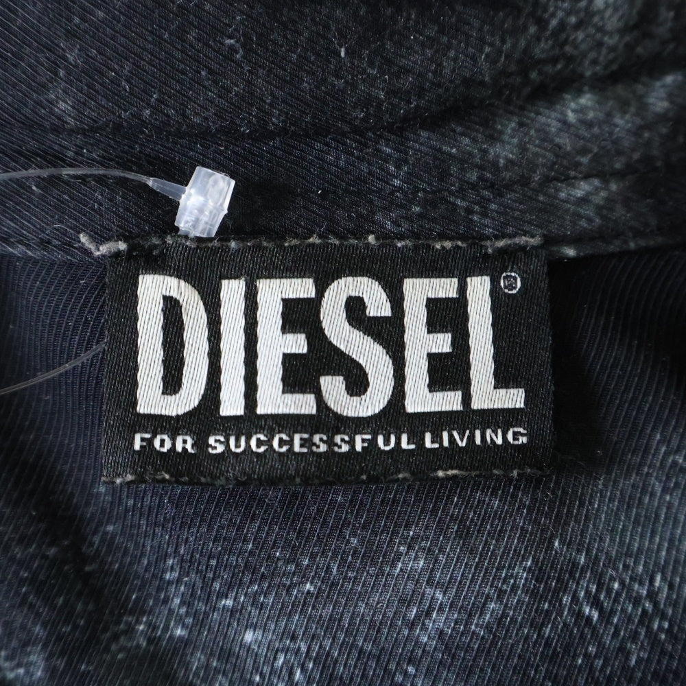 DIESEL(ディーゼル) 23SS S-UMBE-G 総柄デザイン 長袖シャツ ブラック/ブルー A08814