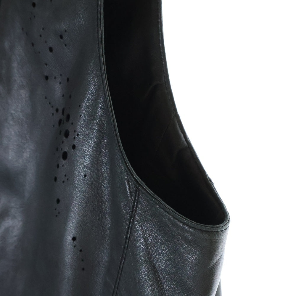 Neil Barrett(ニール バレット) 7967 GUNSHOT LEATHER ガンショット レザーベスト ジレ ブラック BPE 393