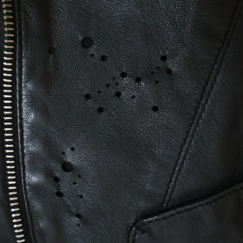 Neil Barrett(ニール バレット) 7967 GUNSHOT LEATHER ガンショット レザーベスト ジレ ブラック BPE 393