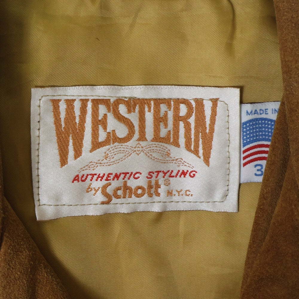 SCHOTT(ショット) スウェードレザー カバーオールジャケット フラワースタッズ付き ブラウン