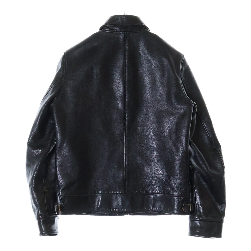 WACKO MARIA(ワコマリア) カウハイド ウールチェック柄ライナー レザージャケット ブルゾン ブラック 12AW-LEA-05