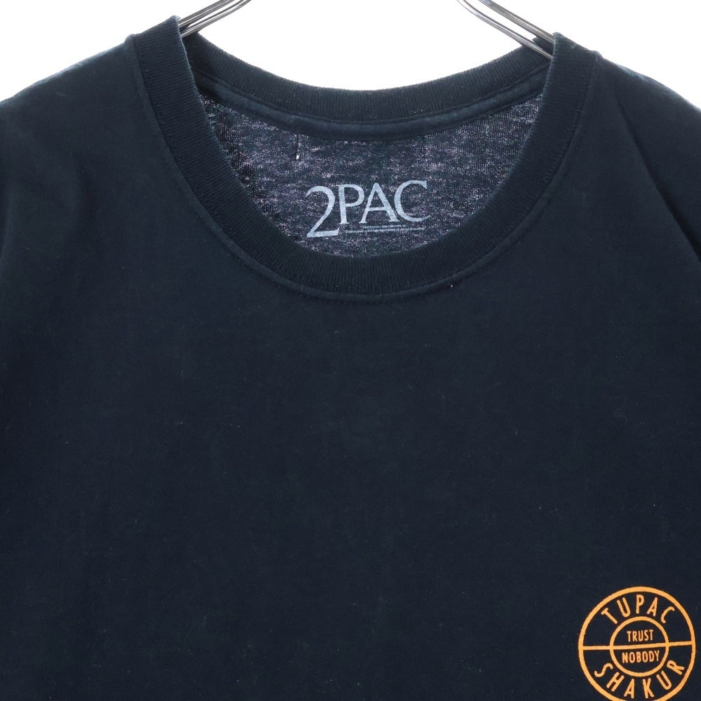 NO BRAND(ノーブランド) 2PAC バックプリント 半袖 Tシャツ ブラック