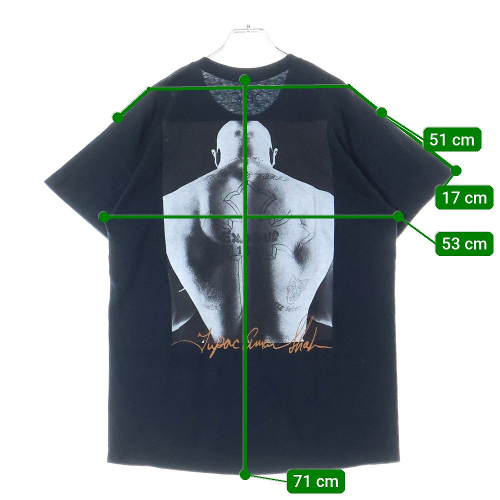 NO BRAND(ノーブランド) 2PAC バックプリント 半袖 Tシャツ ブラック