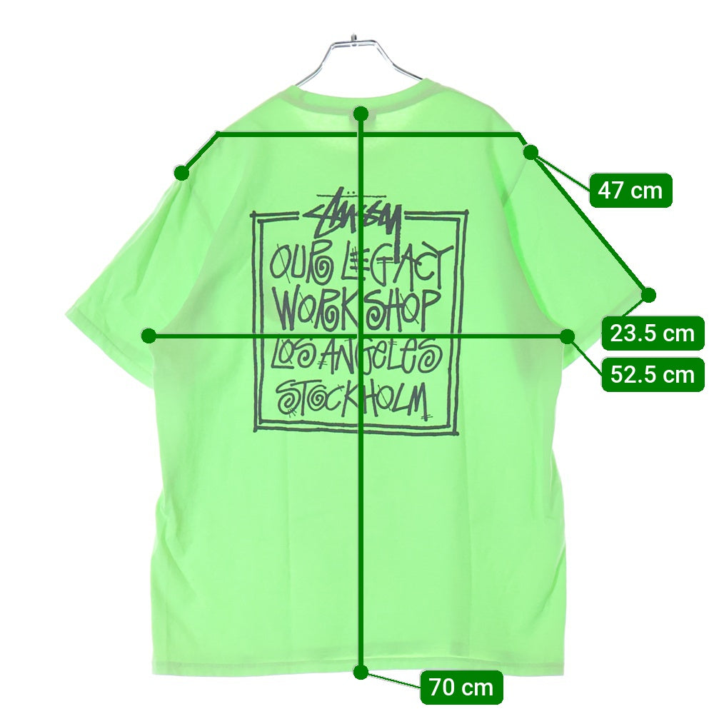 STUSSY(ステューシー) ×Our Legacy Frame Pigment Dyed Tee アワーレガシー フロントプリント 半袖Tシャツ カットソー グリーン