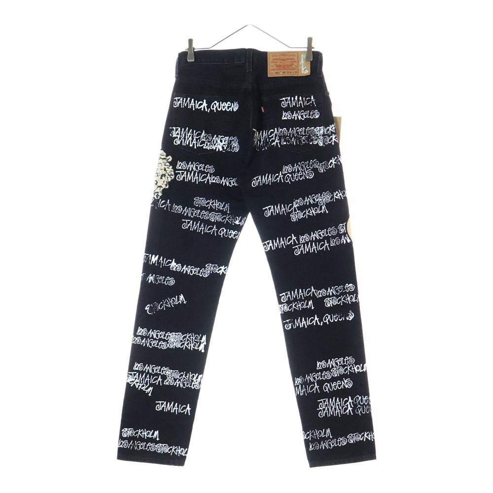 STUSSY(ステューシー) × Our Legacy × Denim Tears Pants 501JEAN アワーレガシー デニム ティアーズ 総柄デニムパンツ ブラック 40090455