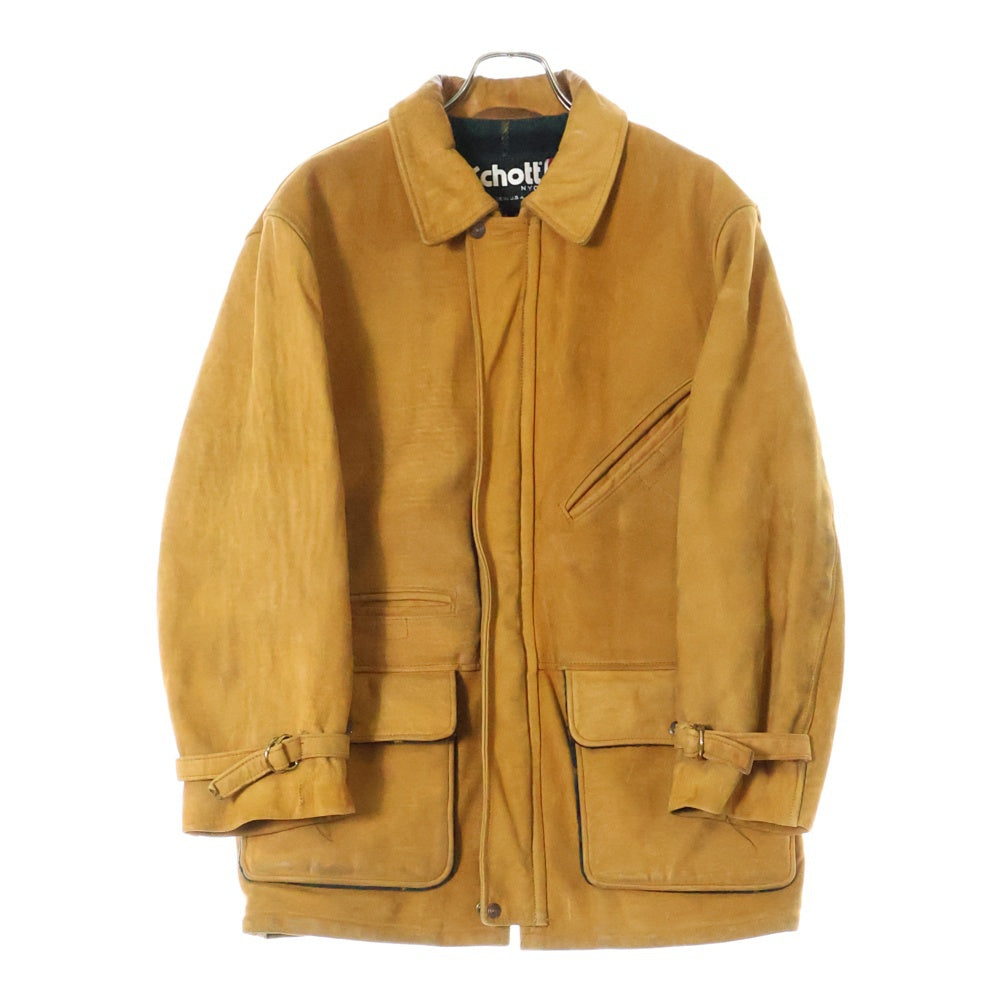 SCHOTT(ショット) ヌバックレザー ウールブランケット付き ジャケット コート ブラウン