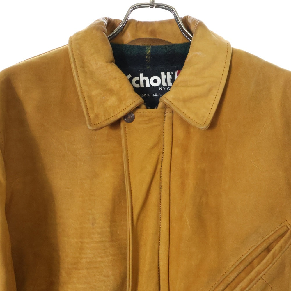 SCHOTT(ショット) ヌバックレザー ウールブランケット付き ジャケット コート ブラウン