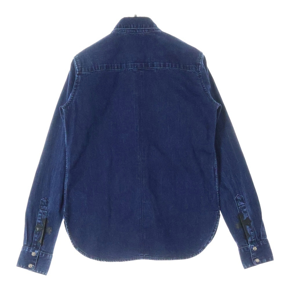 CHROME HEARTS(クロムハーツ) LOOSEEND ルーズエンド 袖クロスパッチクロスボールボタンデニム長袖シャツ インディゴ レディース
