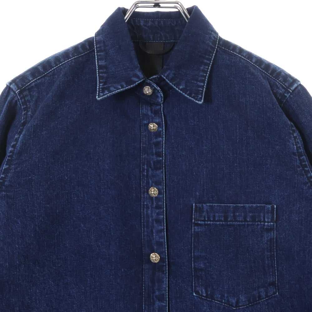 CHROME HEARTS(クロムハーツ) LOOSEEND ルーズエンド 袖クロスパッチクロスボールボタンデニム長袖シャツ インディゴ レディース